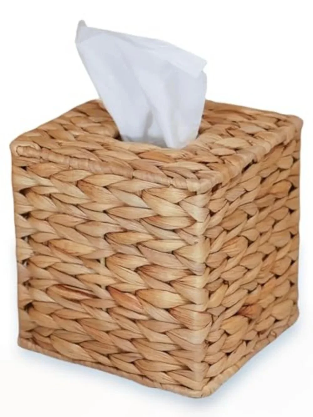 Water Hyacinth Handwoven Tissue Box Cover, Natural Handmade Wicker Napkin Box